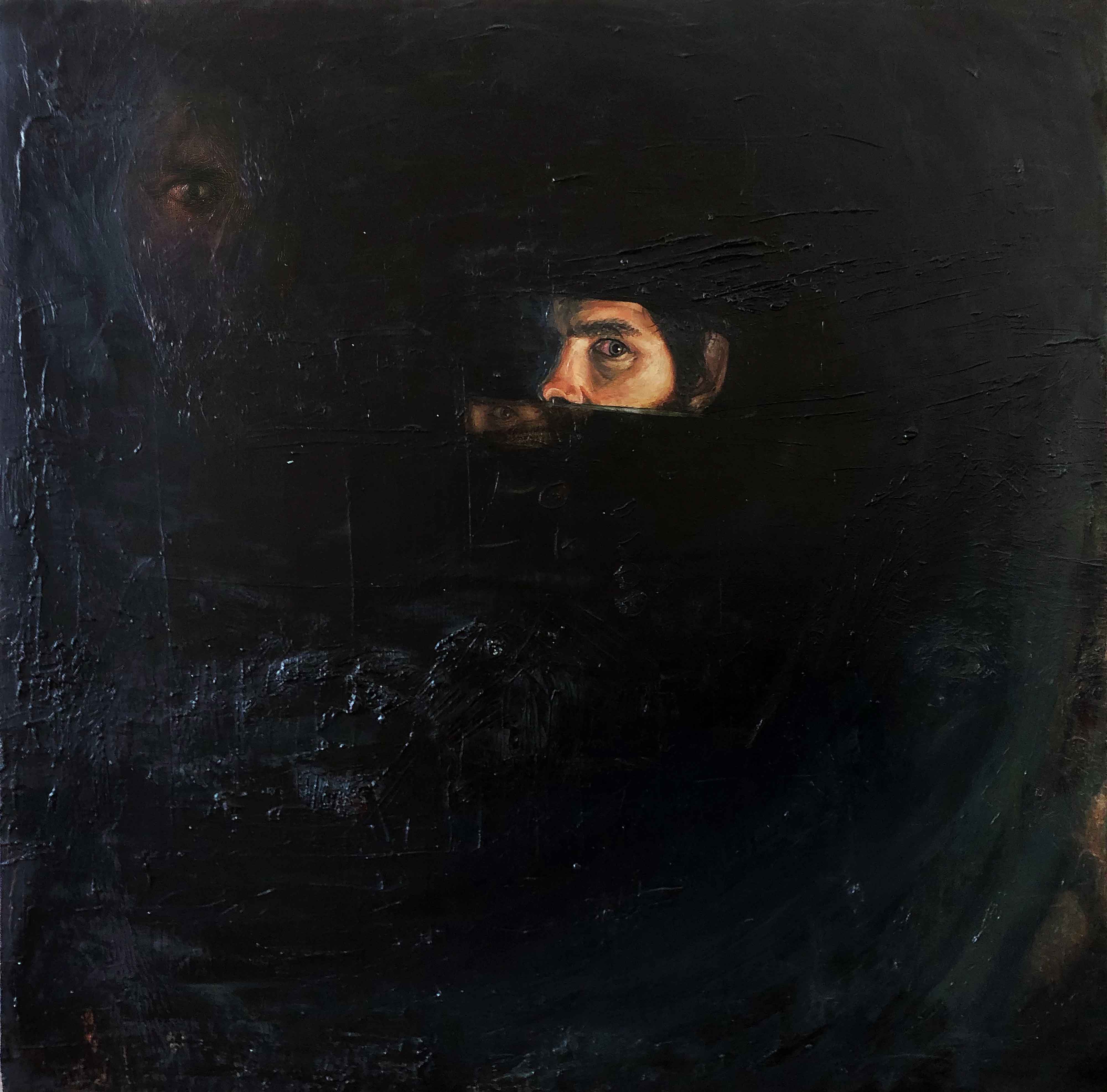 Timothy Robert Smith, “Blind Spot,” 2019, oil on wood, 24 x 24 in.