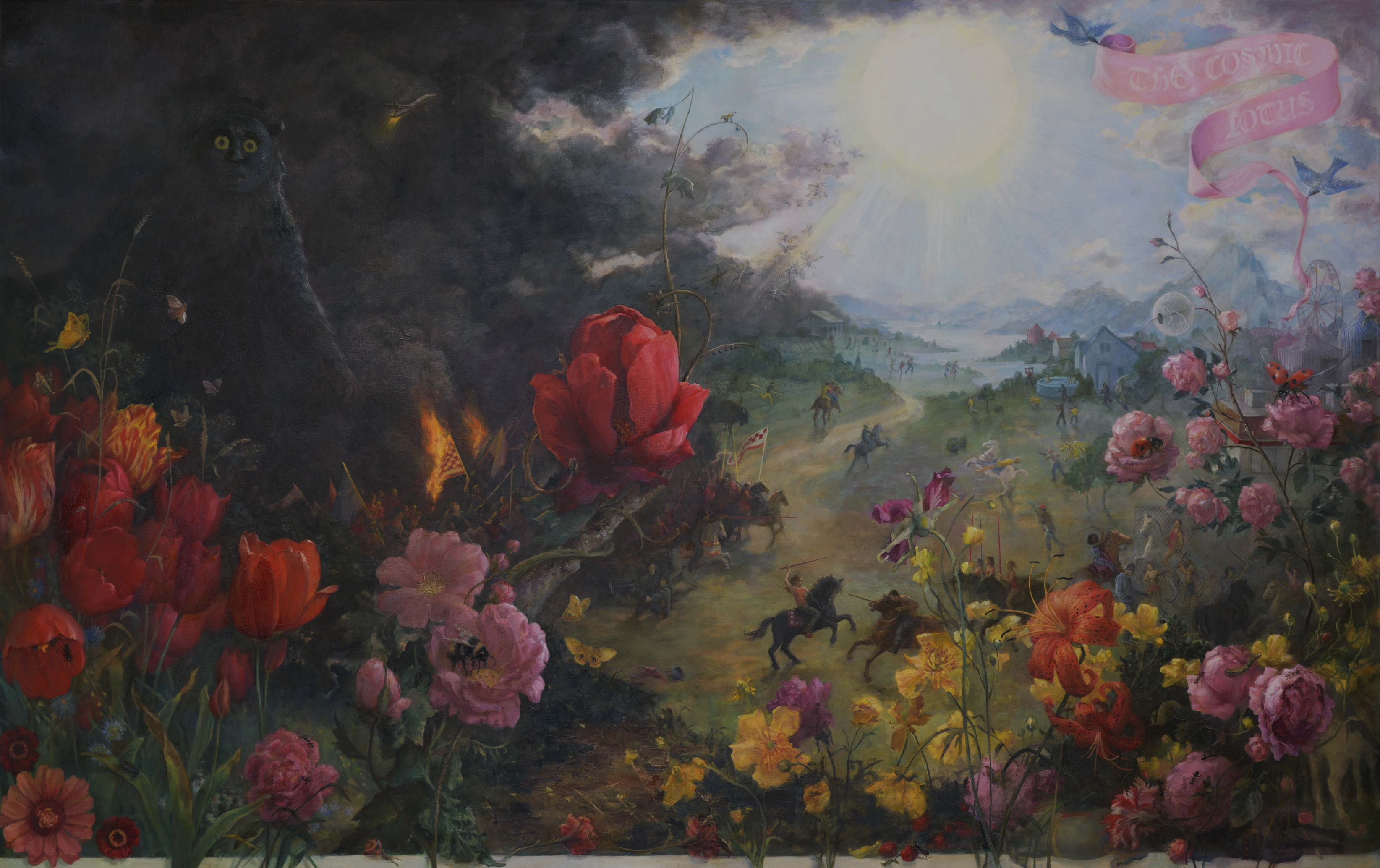 Kristy Gordon, “The Cosmic Lotus,” 2019, oil on canvas, 60 x 96 in.