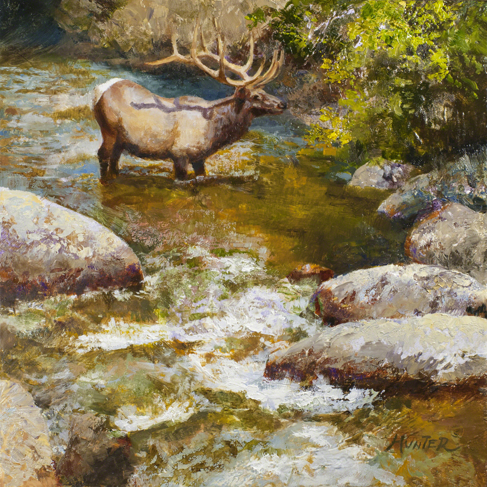 Oil painting of an elk