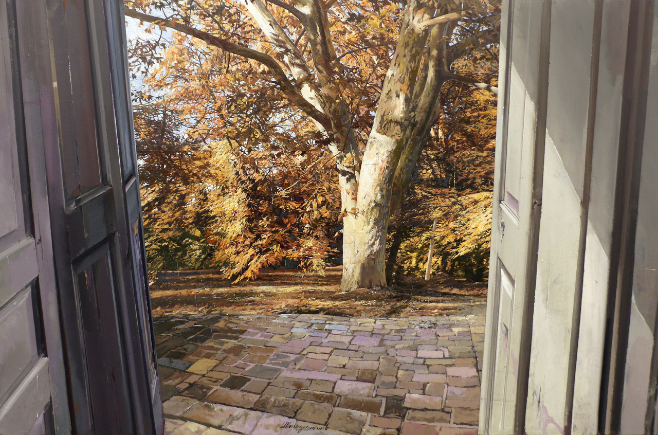 Realism painting of a doorway