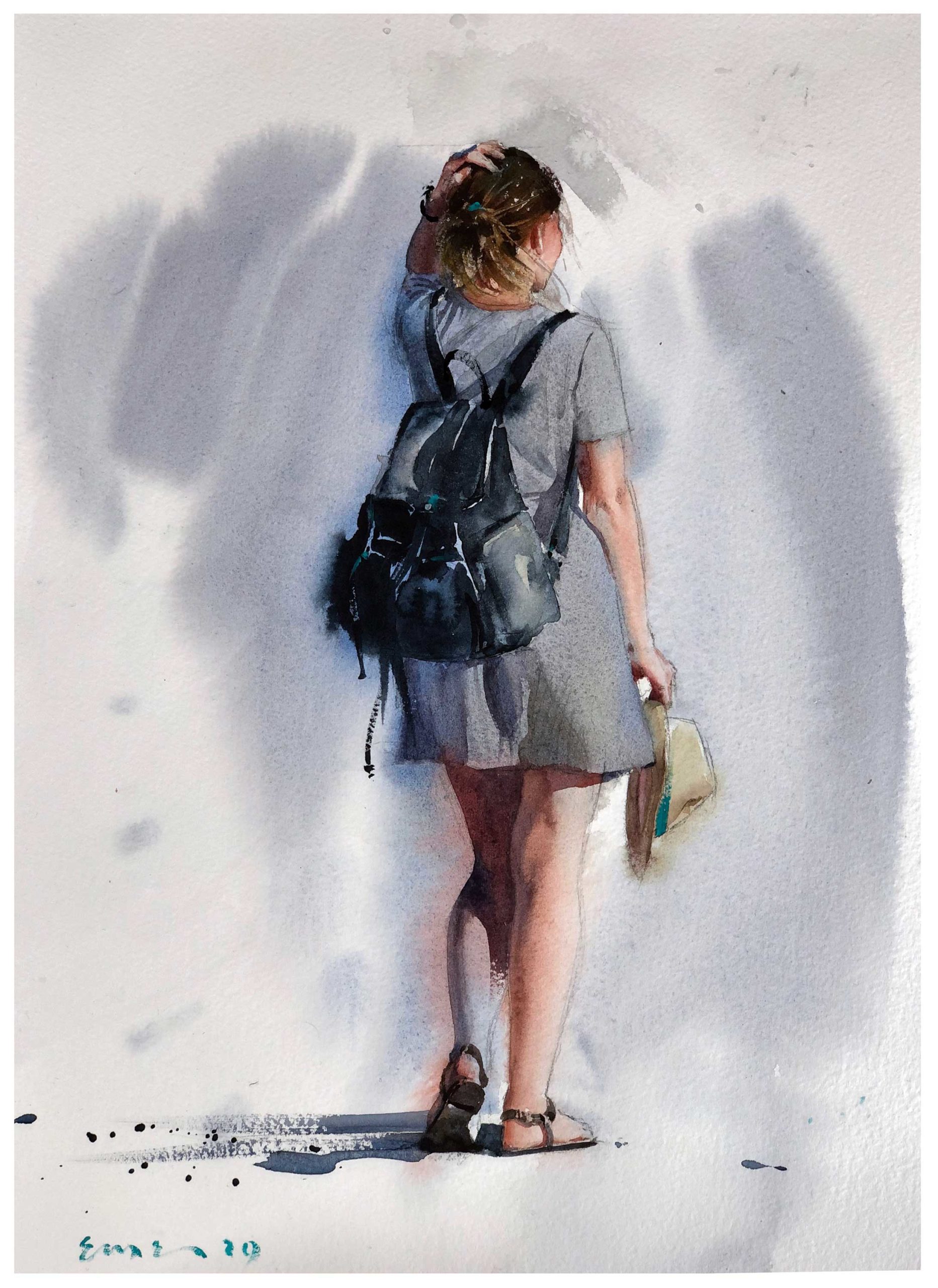 Watercolor painting of a woman