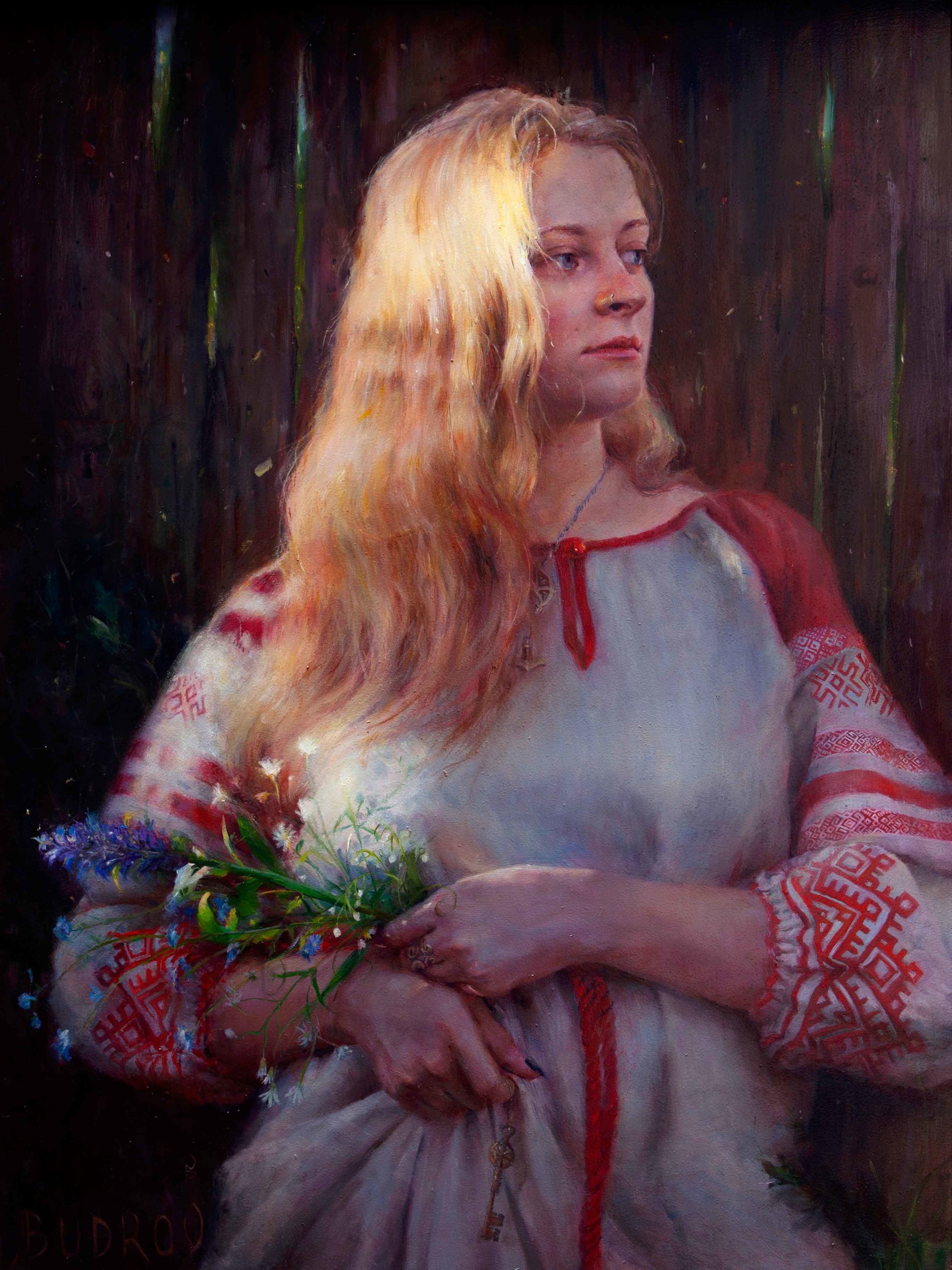 Contemporary realism portrait painting of a woman