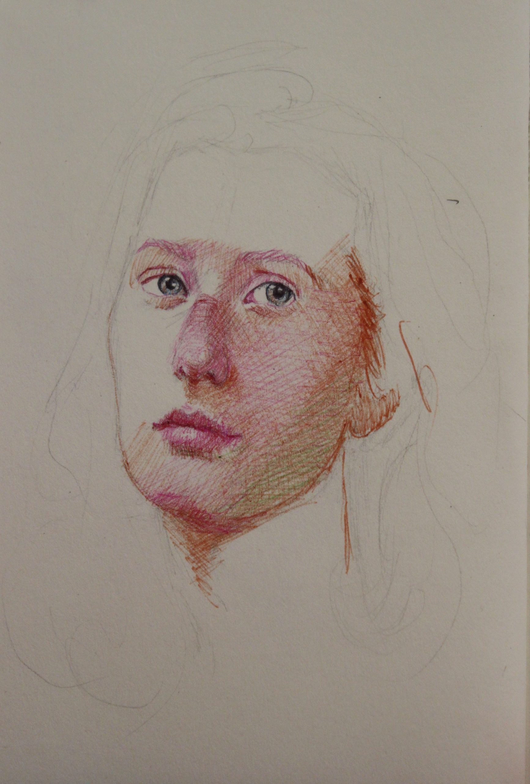 In-progress portrait drawing