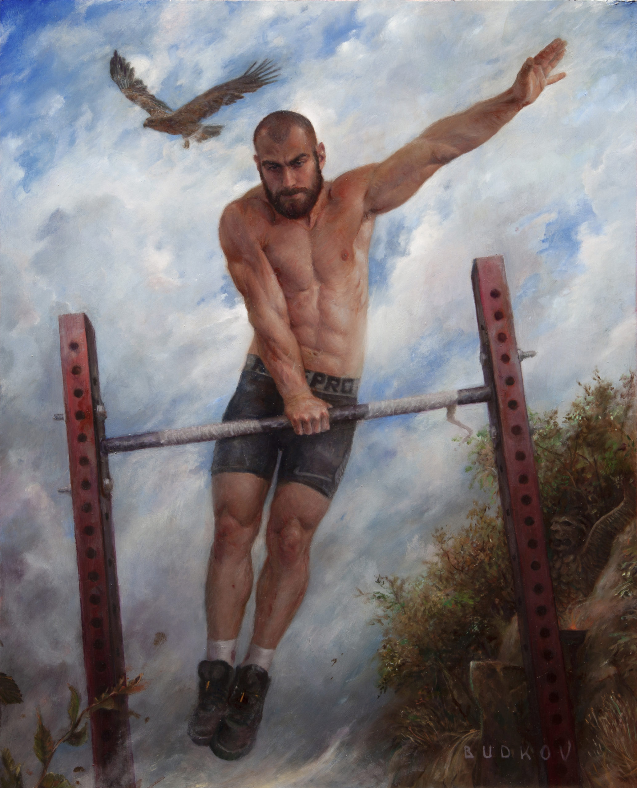 Contemporary realism figurative painting of a man