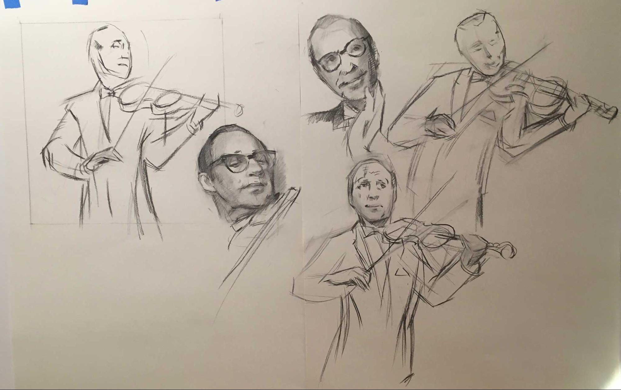 Preliminary sketches for the portrait painting