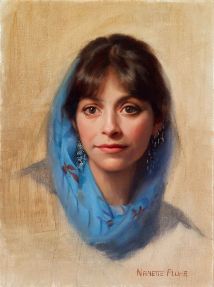 Contemporary realism portrait painting of a woman