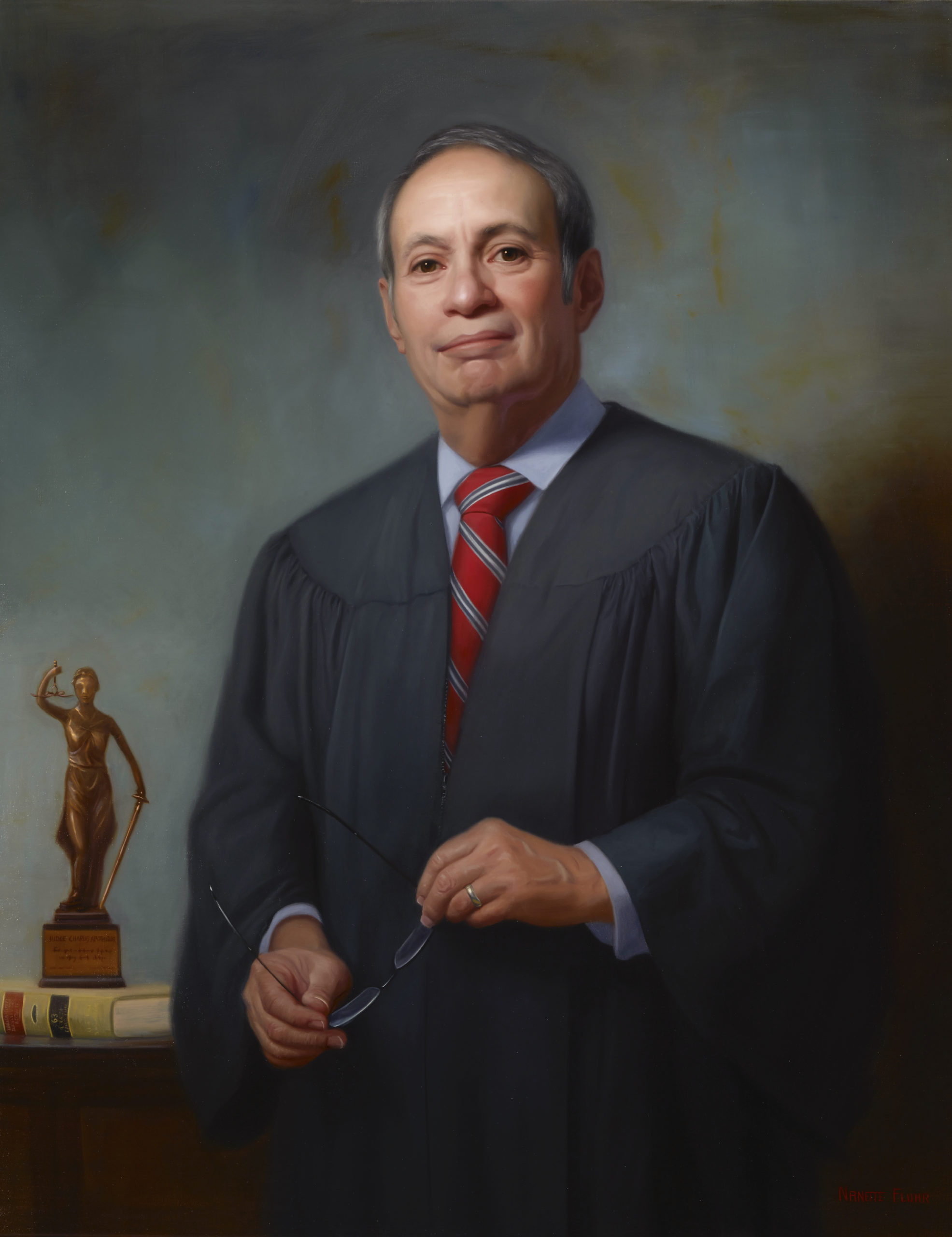 Contemporary realism painting of a judge