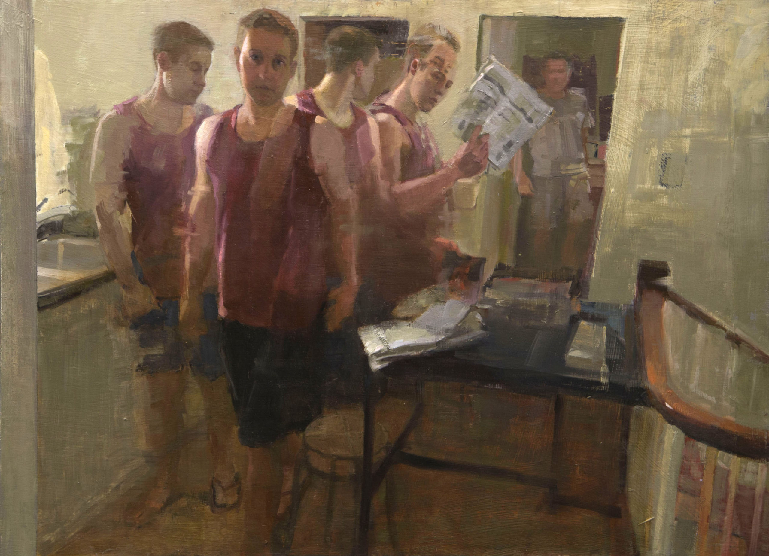 Pastel painting with multiple figures