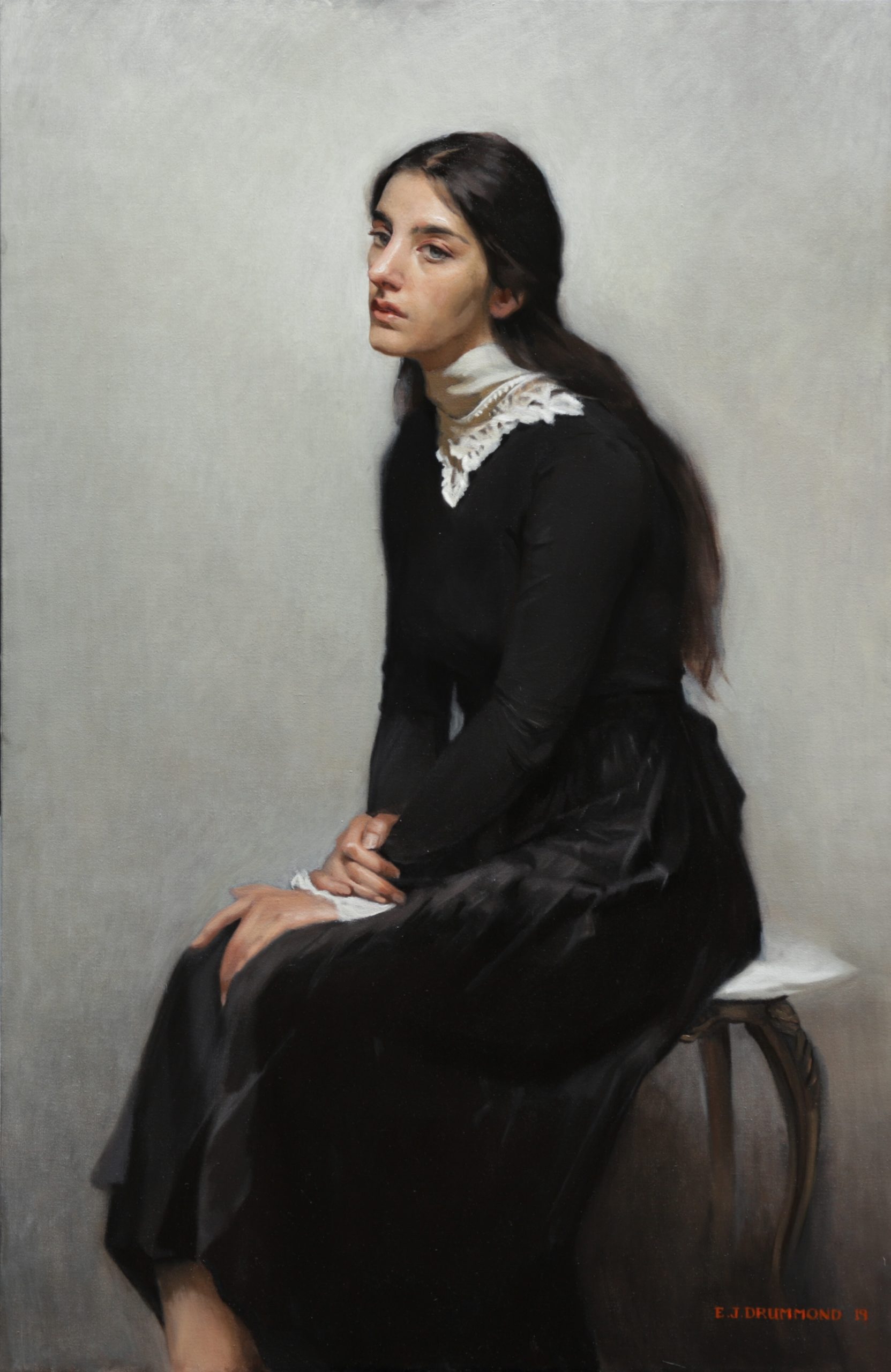 Figurative art realism painting of a woman