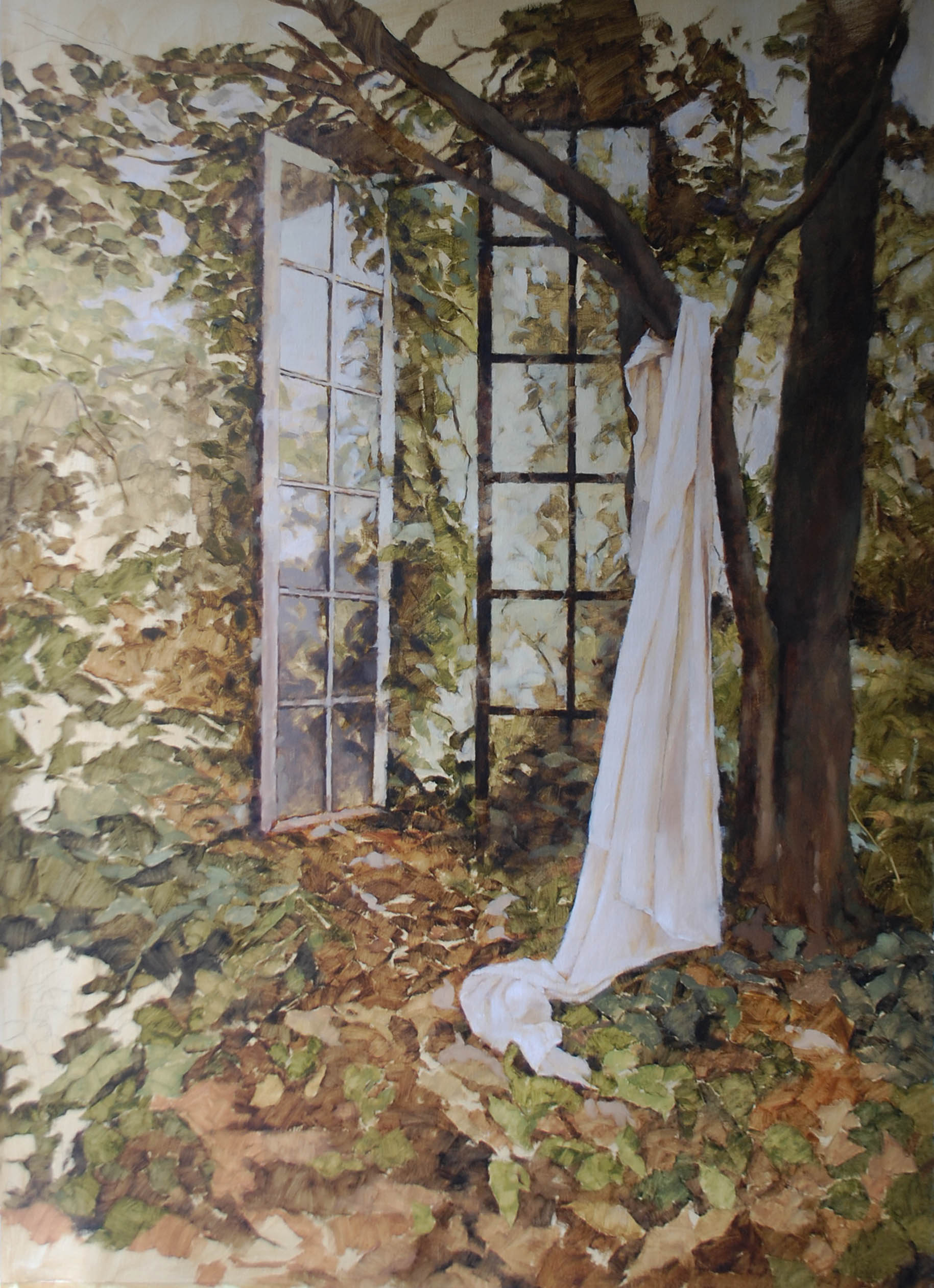 Painting of a window in a garden
