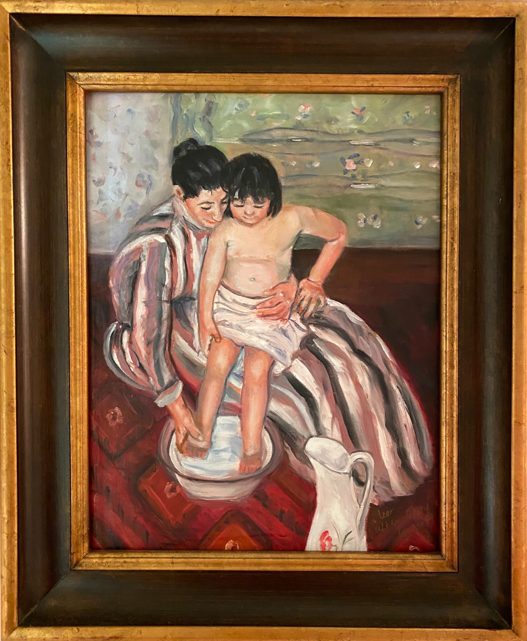 Paintings of mothers - Copy of Mary Cassatt's The Child's Bath painting
