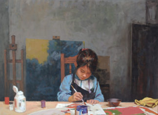 Painting of a girl making art