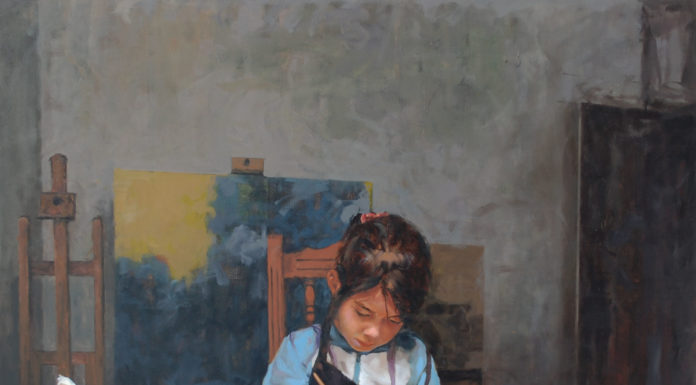 Painting of a girl making art