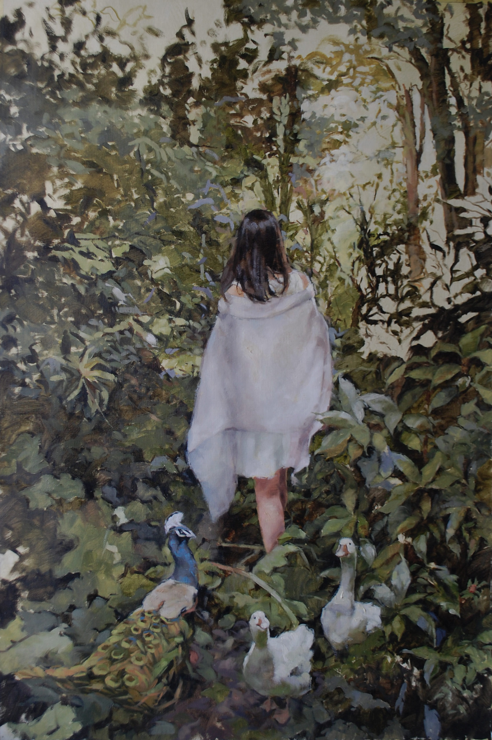 Painting of a girl on a path