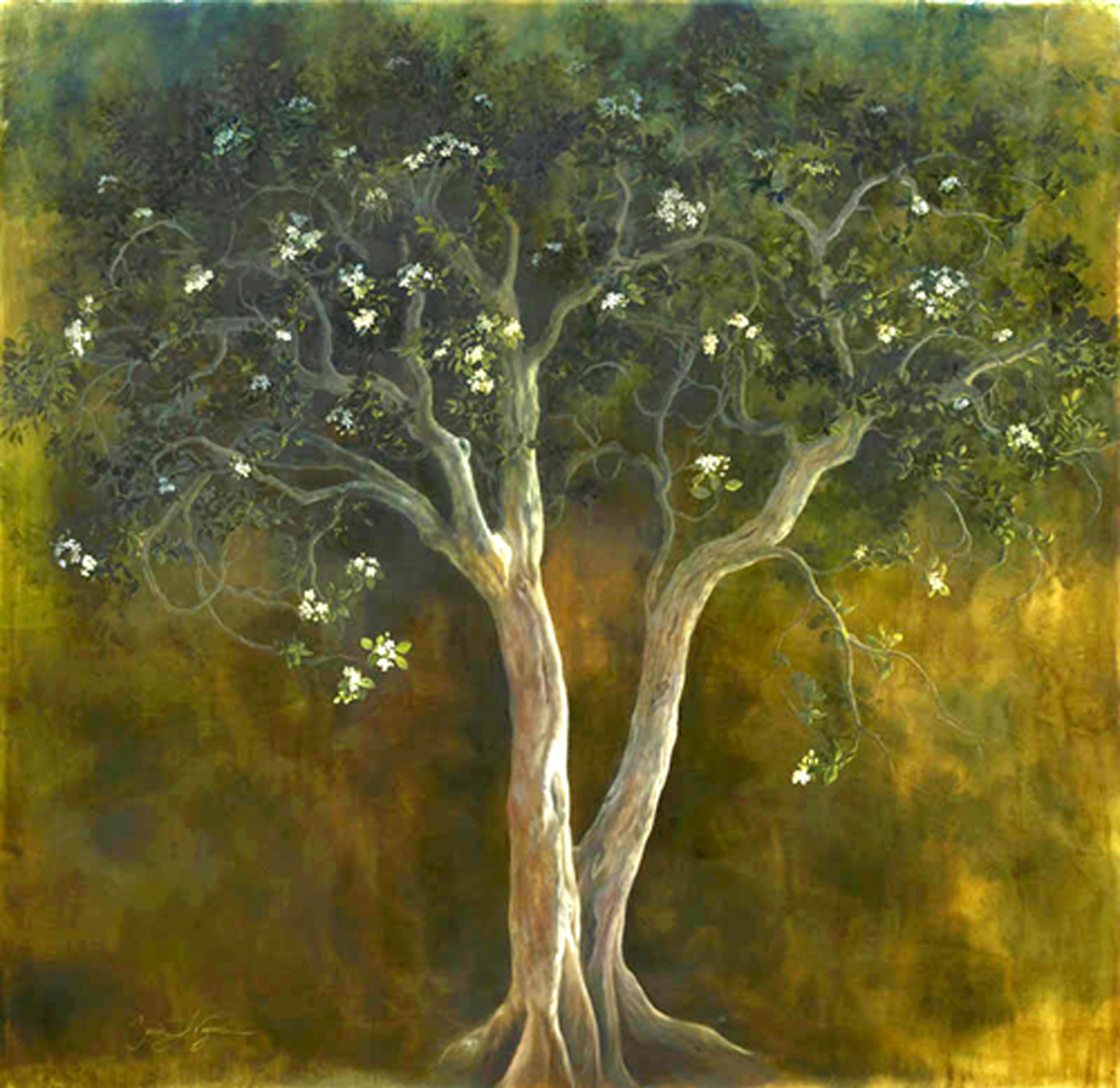 Painting of an orange jasmine tree