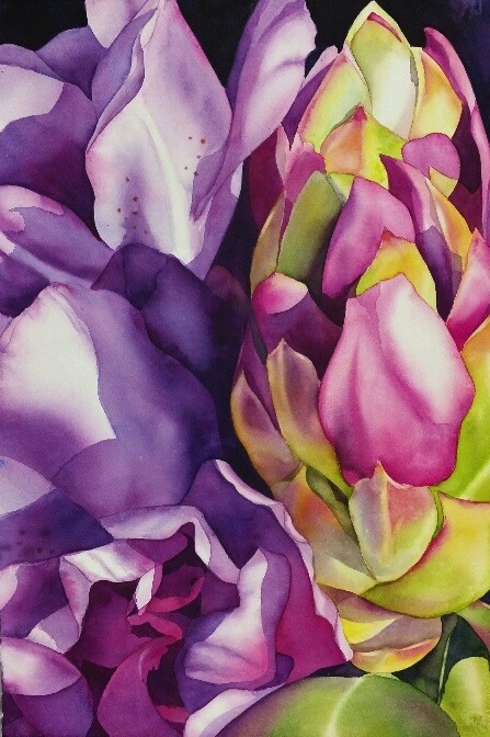 Birgit O'Connor, "Rhododendron," watercolor, 22 x 15.1 in.
