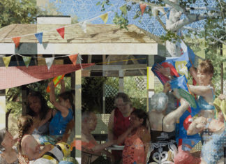 Picnics, Pools, and Parties: Summer Paintings by Zoey Frank Zoey Frank, "Pool Party," 2021, oil on canvas, 114 x 96 in.