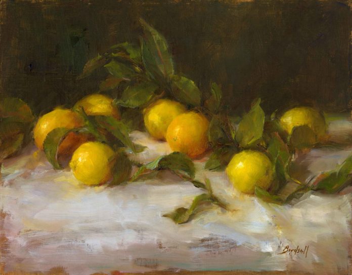An oil still life painting by Stephanie Birdsall, featured in her art video workshop, 