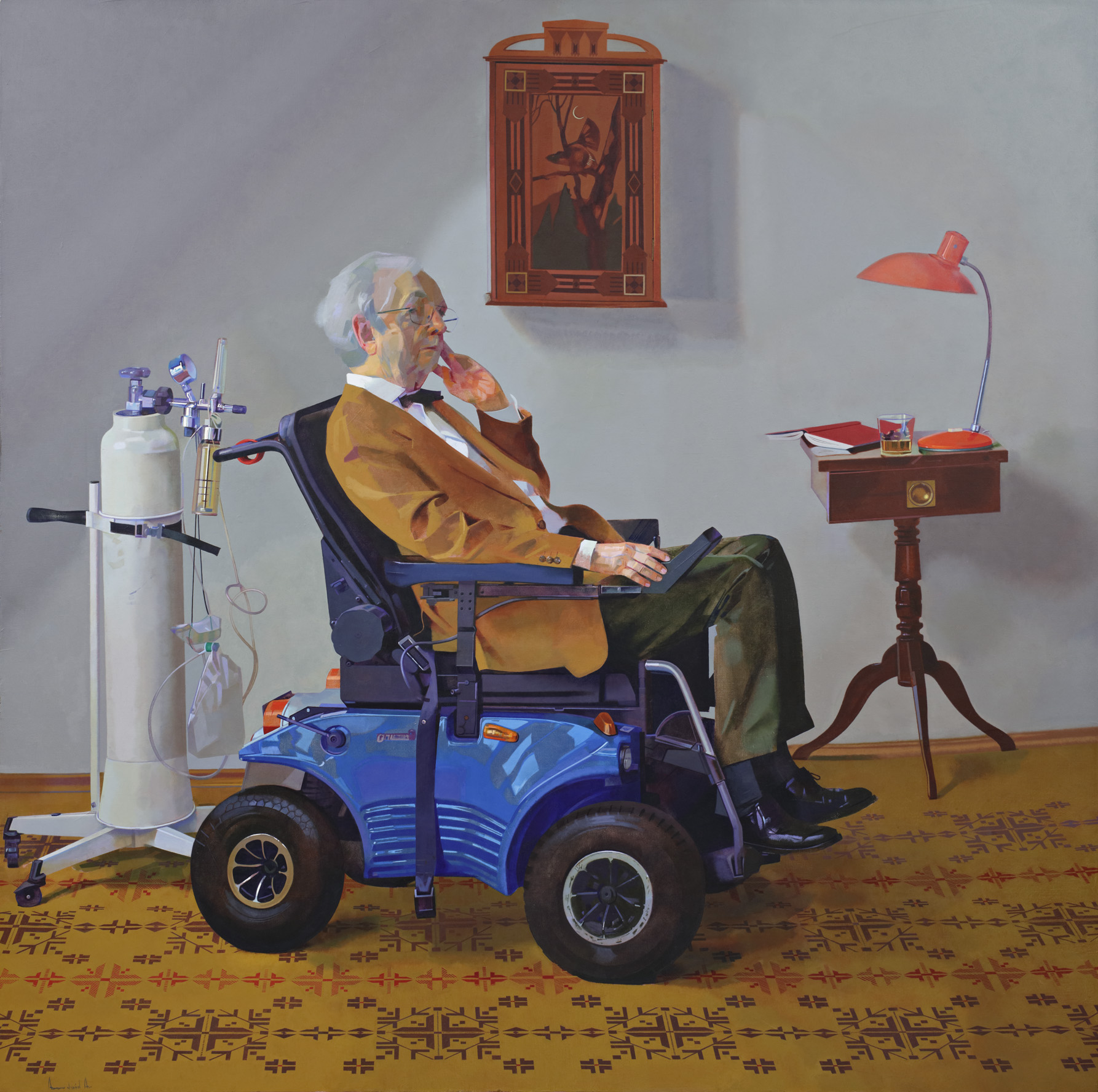 Figurative art oil painting - man in a wheelchair