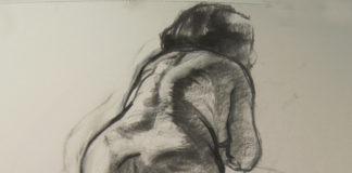 Detail of a life drawing by Emil Robinson (full image shown below)