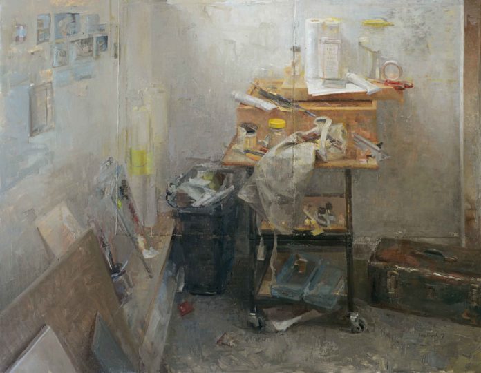 Contemporary realism - painting of an artist's taboret