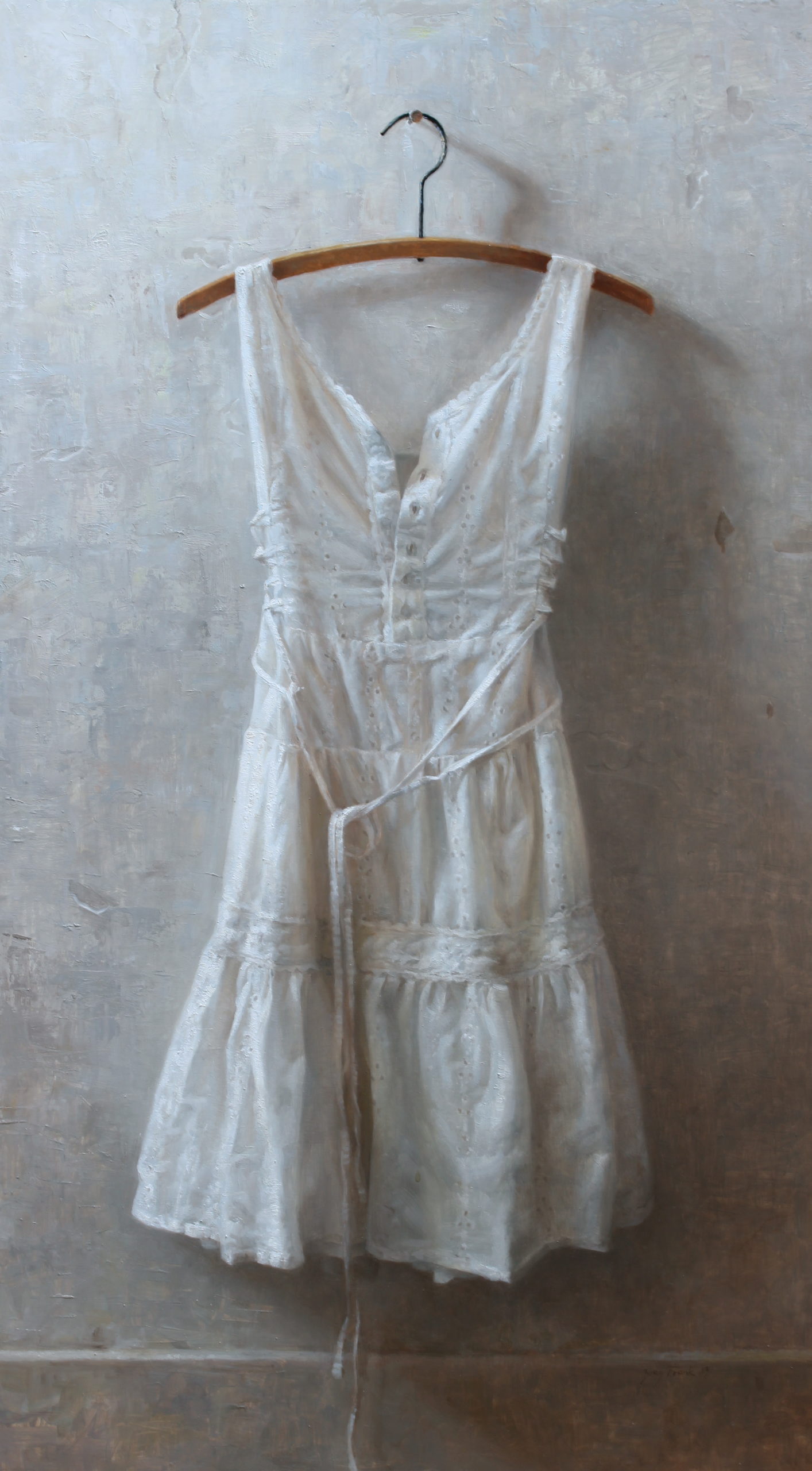 Contemporary realism painting of a dress