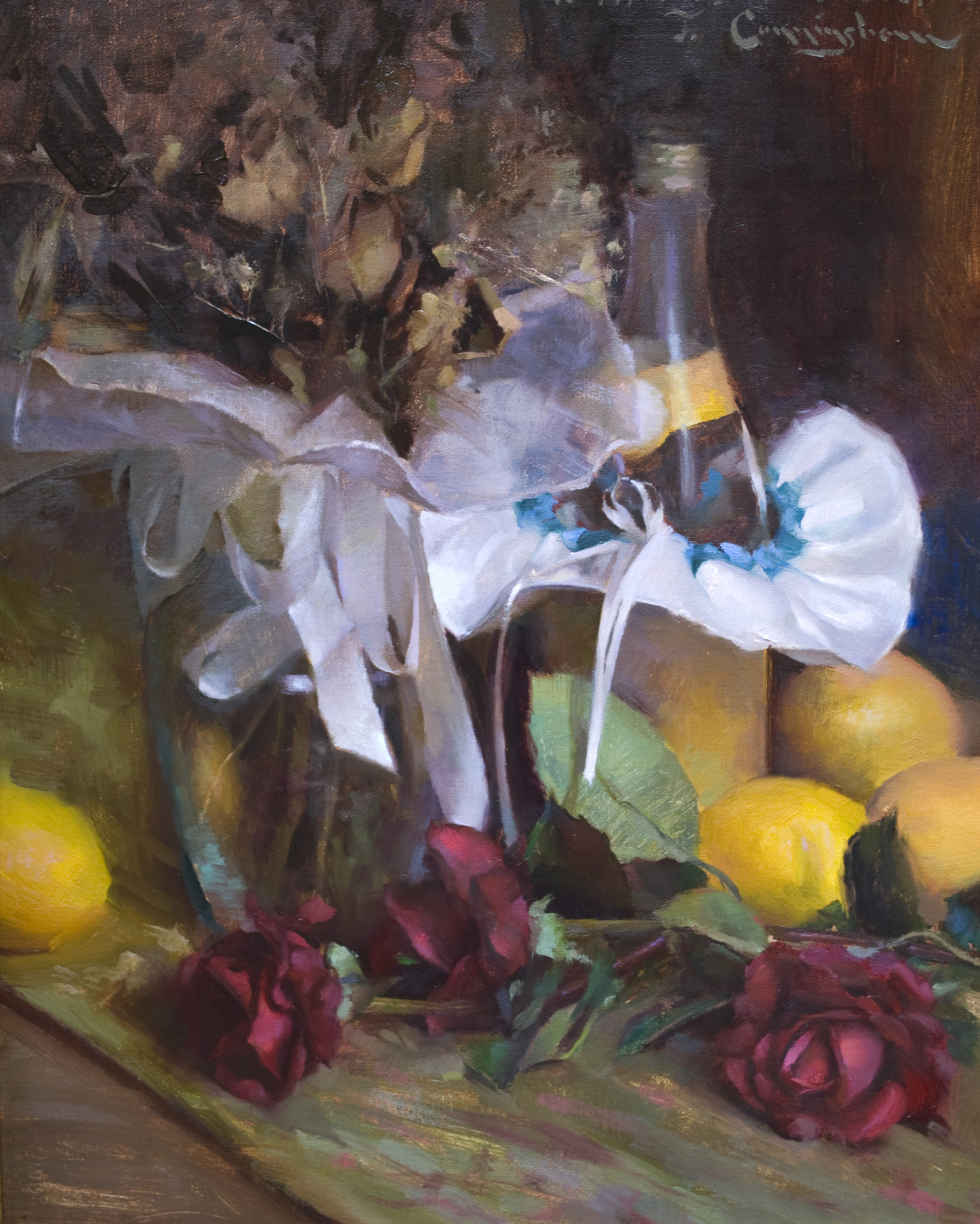 Still Life painting - TJ Cunningham, "4th valentines," 16 x 20 inches, Oil on linen