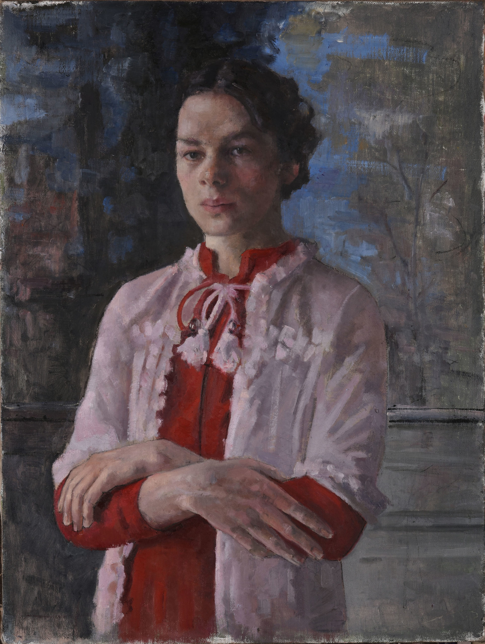 Roni Taharlev, “Boy with a Red Dress,” 2019, Oil on linen mounted on panel, 80 x 60 cm