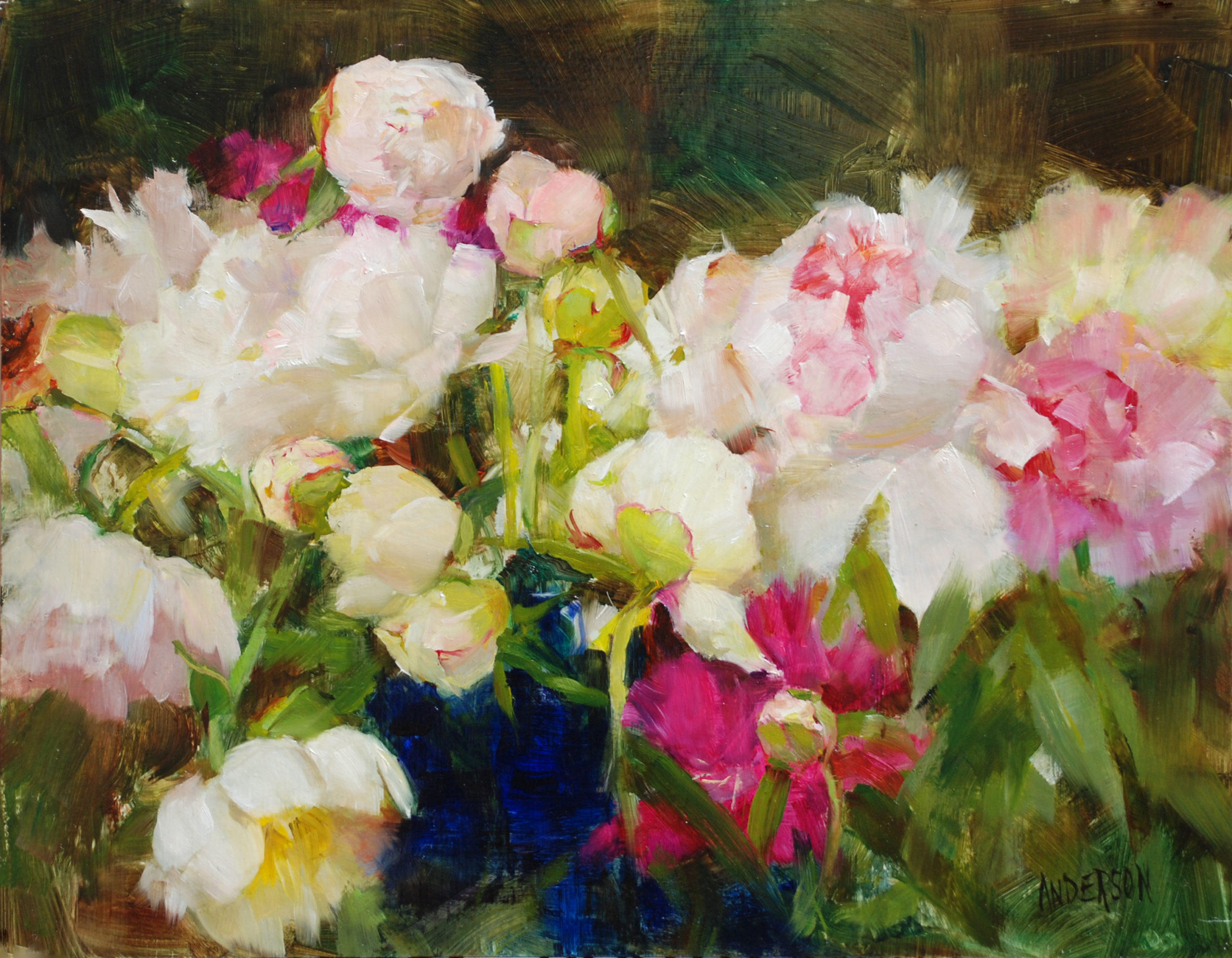 Paintings of flowers - Kathy Anderson, “Openings,” oil on board