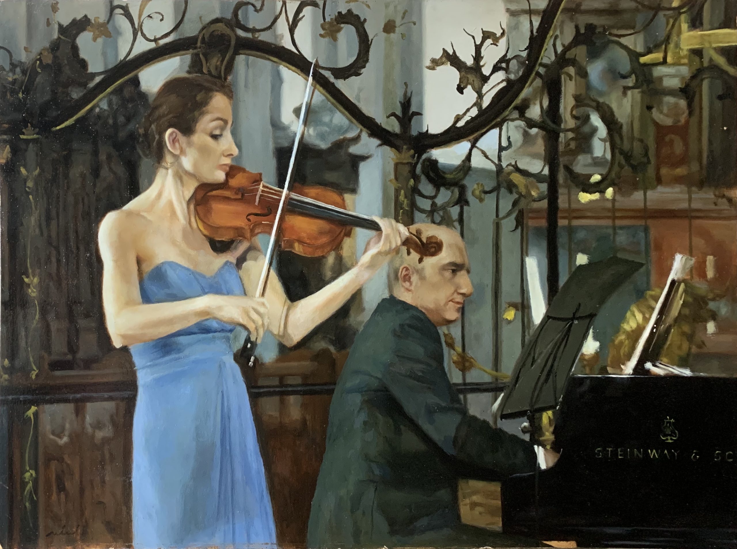 Narrative painting of musicians