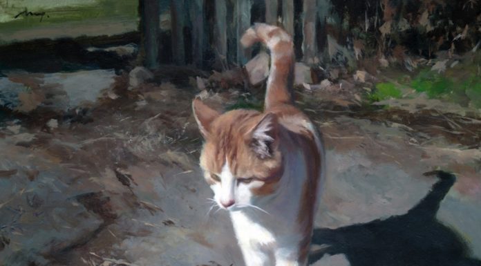 Plein Air Salon - Ming Luke painting of a cat
