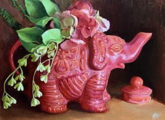 Realism Ambassador of the Week: Heather (Thomas) Olson Heather (Thomas) Olson, "Elephant Teapot," 2021, Oil on linen acm panel
