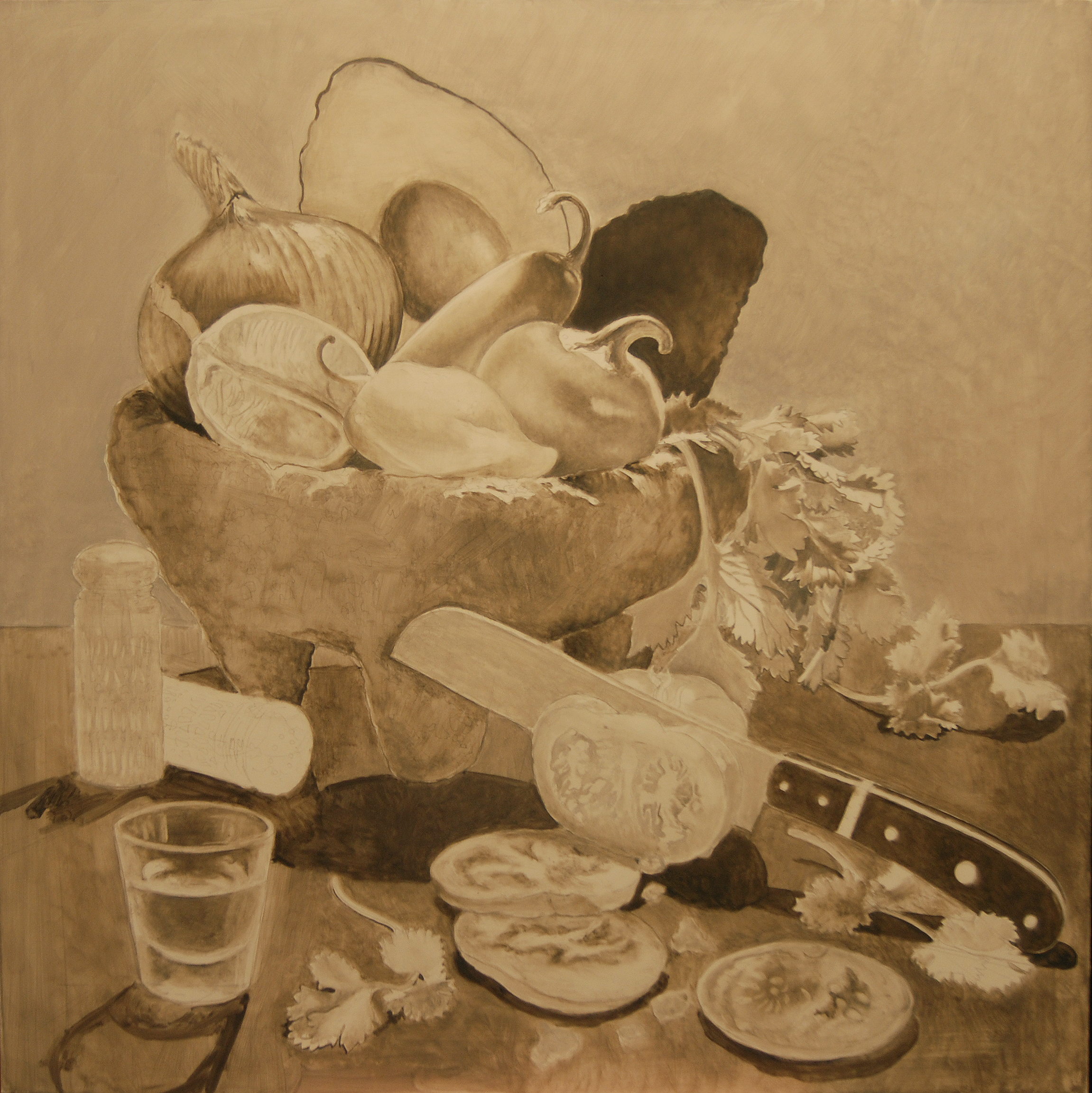 The grisaille technique for the still life commission