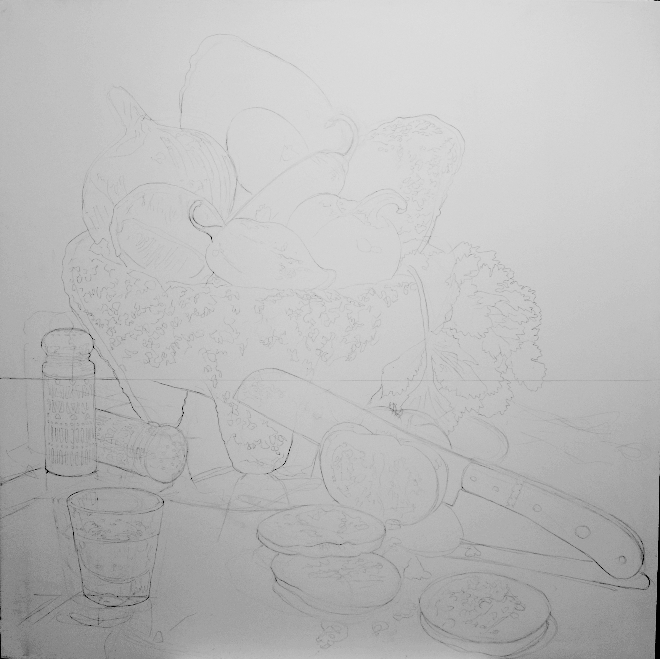 Line drawing for the still life composition