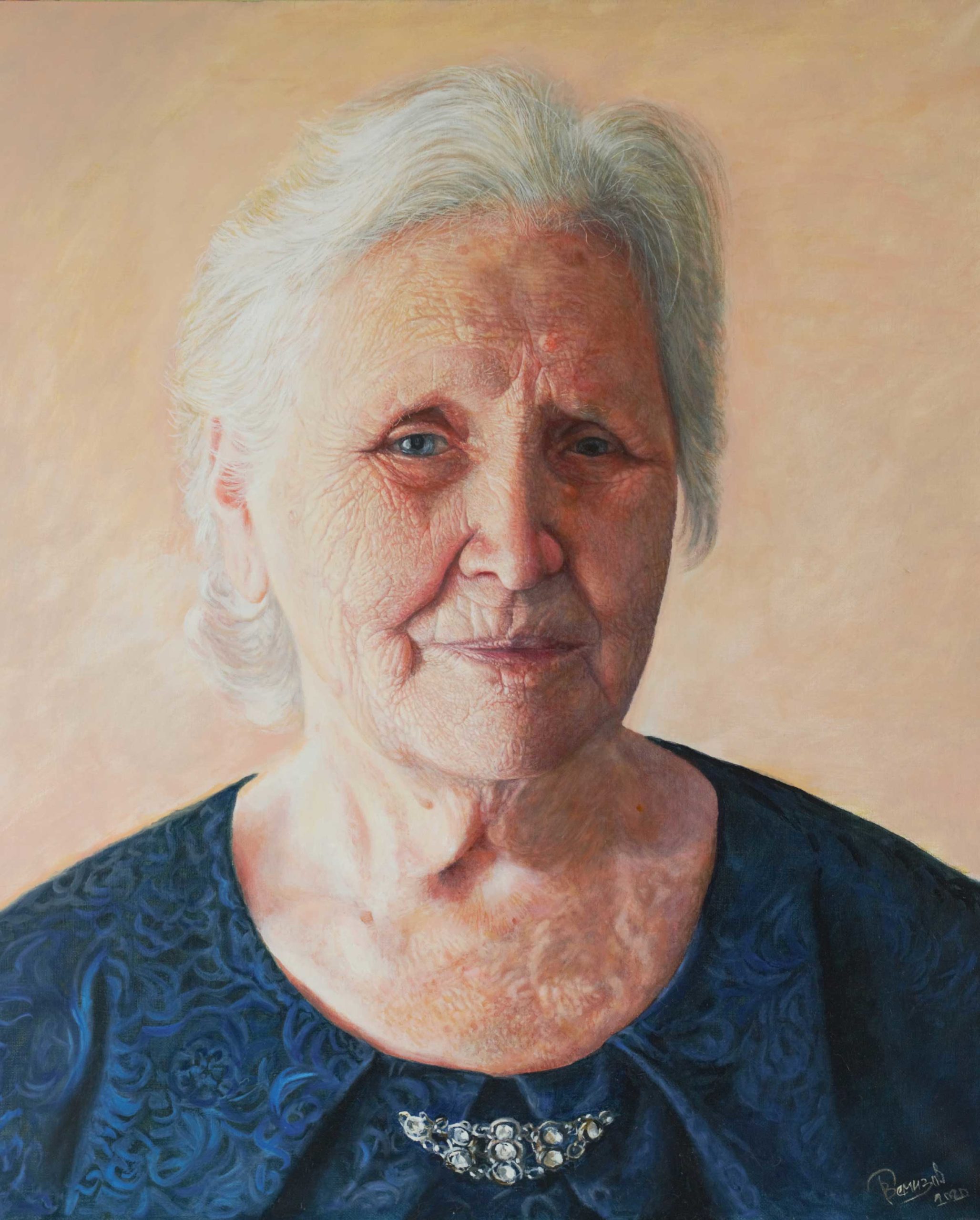 Vladimir Remizov, "Old Lady" realism portrait painting