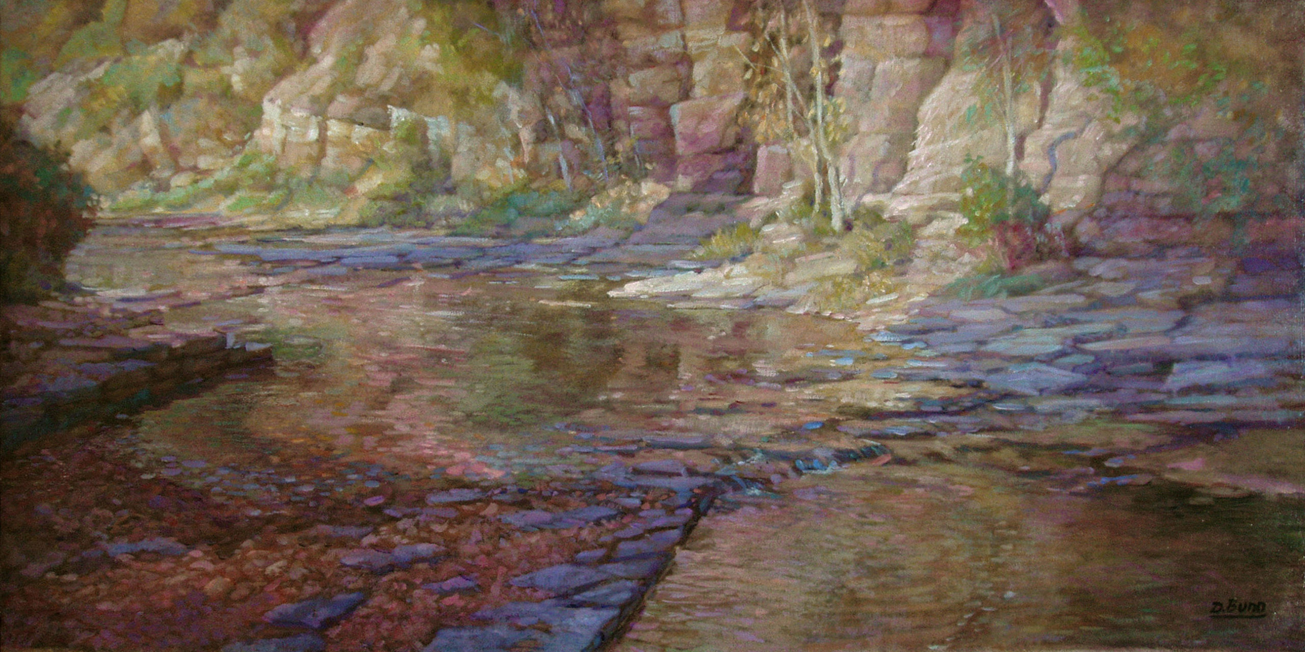 Dot Bunn, "Cool Waters," oil on panel, 18 x 36 in.