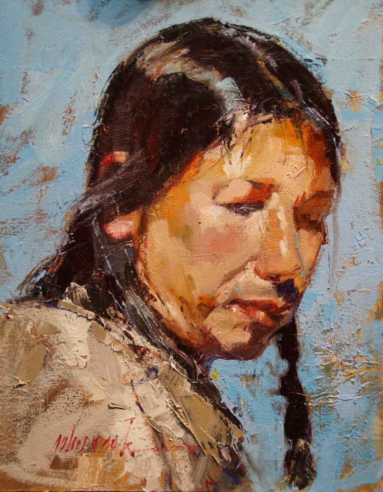 Portrait painting of a Native American