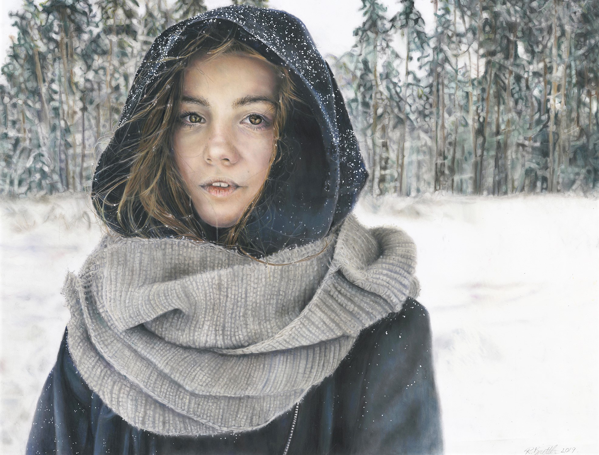 Realism Portraits - "Snowy Solitude" by Renee Brettler
