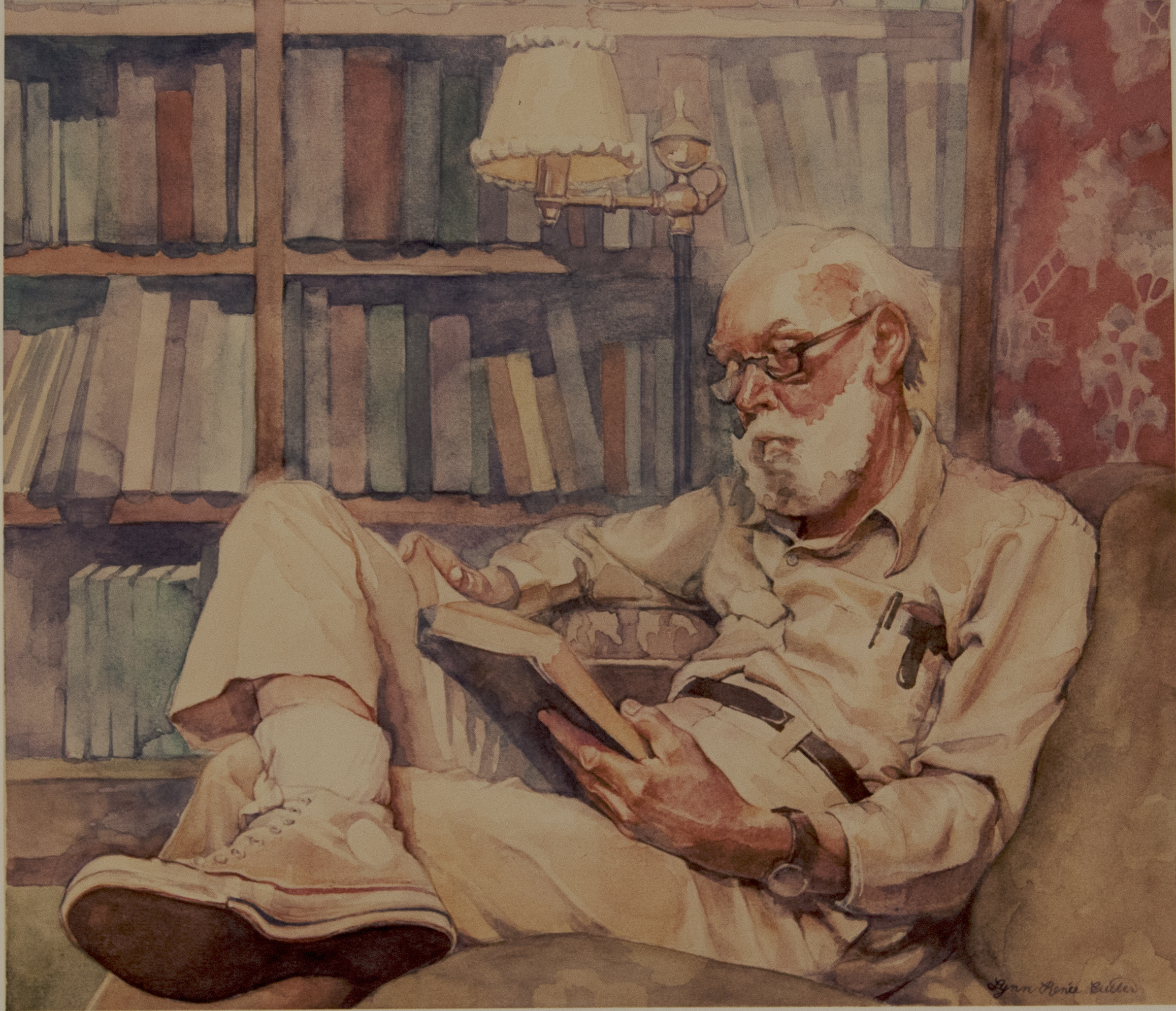 Lynn Sanguedolce, "Old Man Reading," 12 x 16 inches