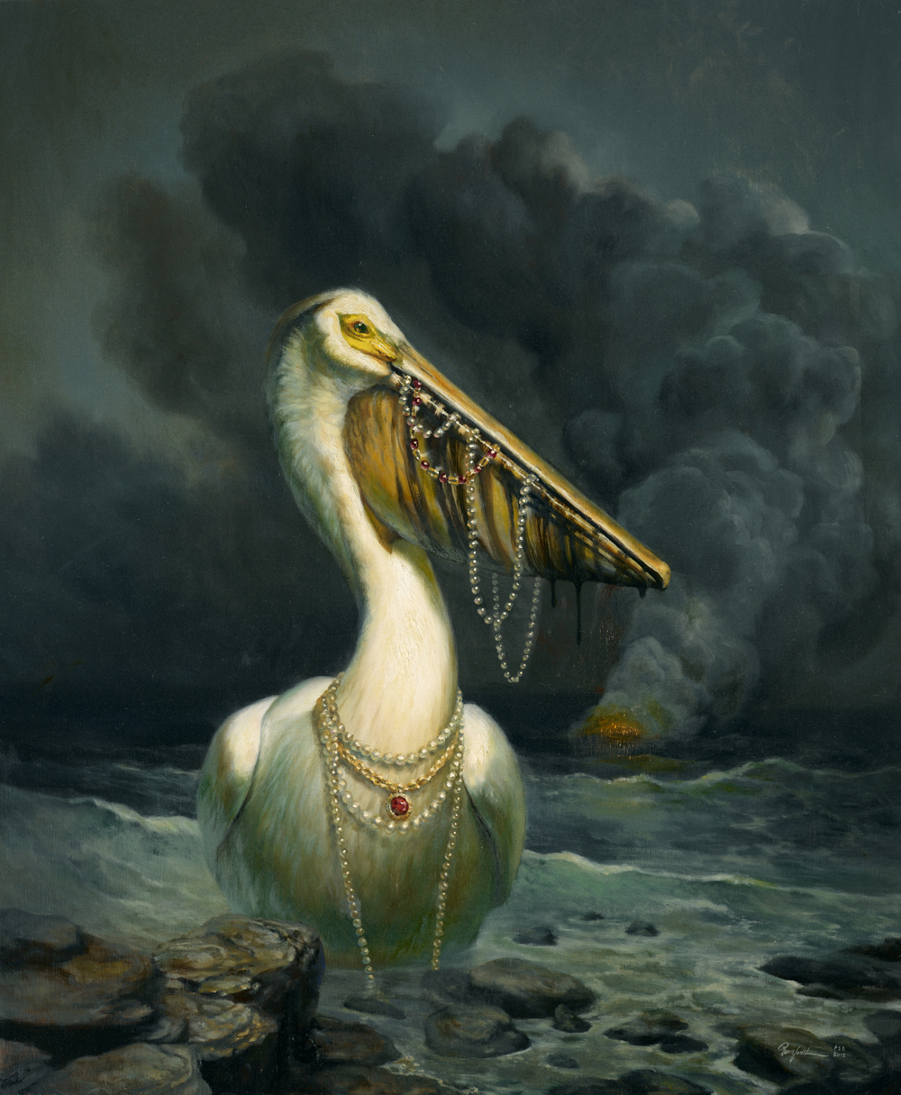 contemporary realism wildlife art - Martin Wittfooth, "The Spoils," 39 x 33 inches, oil on linen, 2012