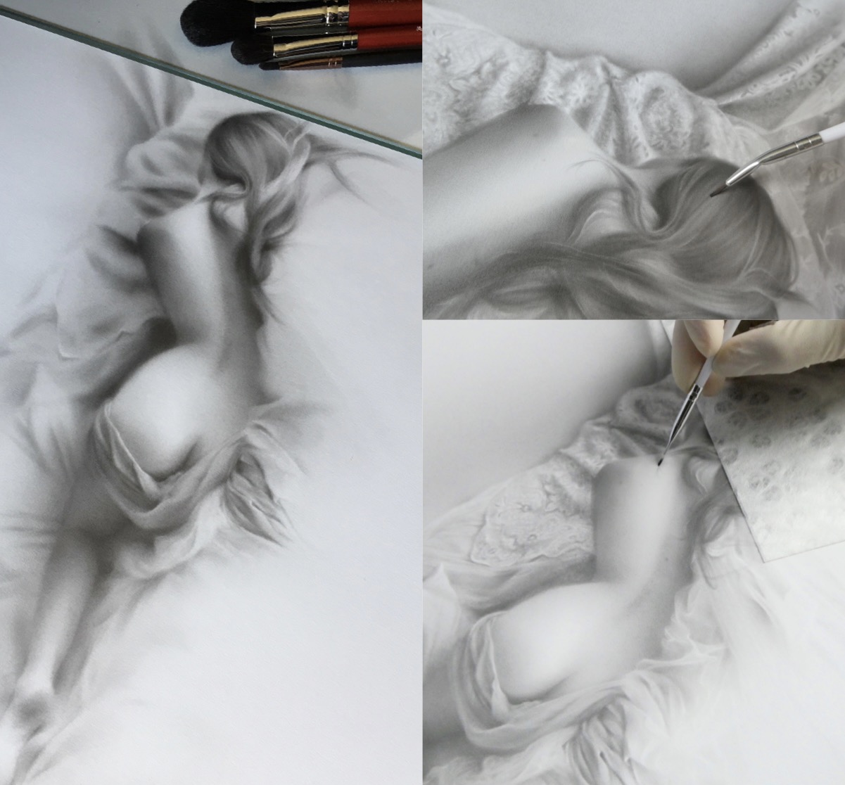 Graphite drawings - "Sleeping Beauty" process shots 