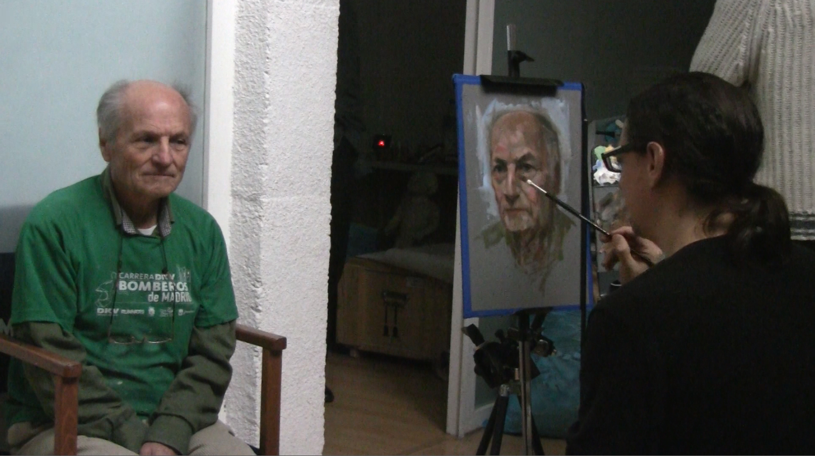Antonio López García, sitting for a portrait painting by David Kassan