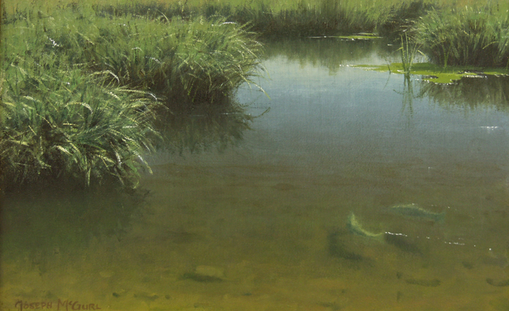 Realism landscapes - Joseph McGurl, "Two Fish," 12 x 16 inches, Oil on panel