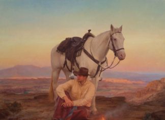 Joshua LaRock, "Western Idyll," oil, 40 x 40 in.