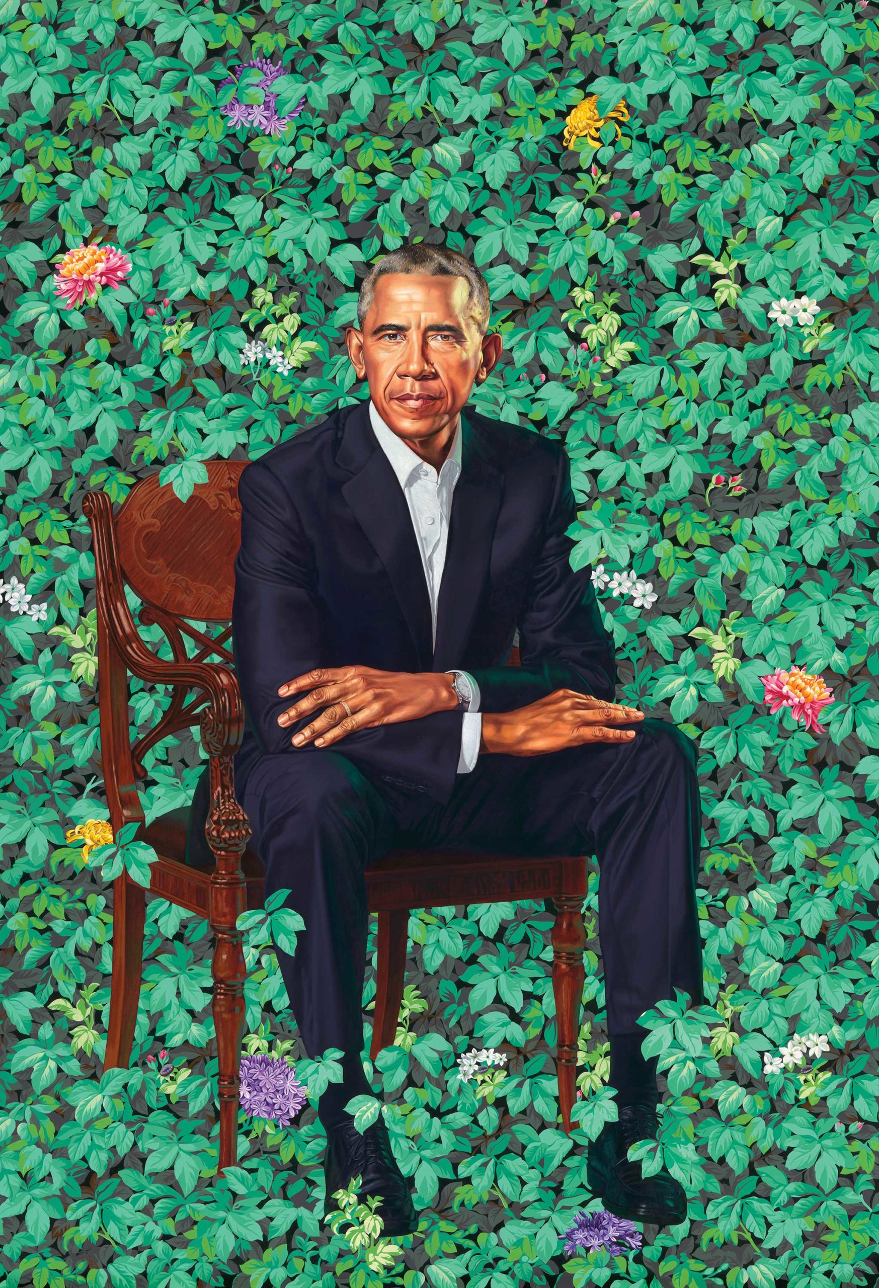 Kehinde Wiley portrait of Barack Obama