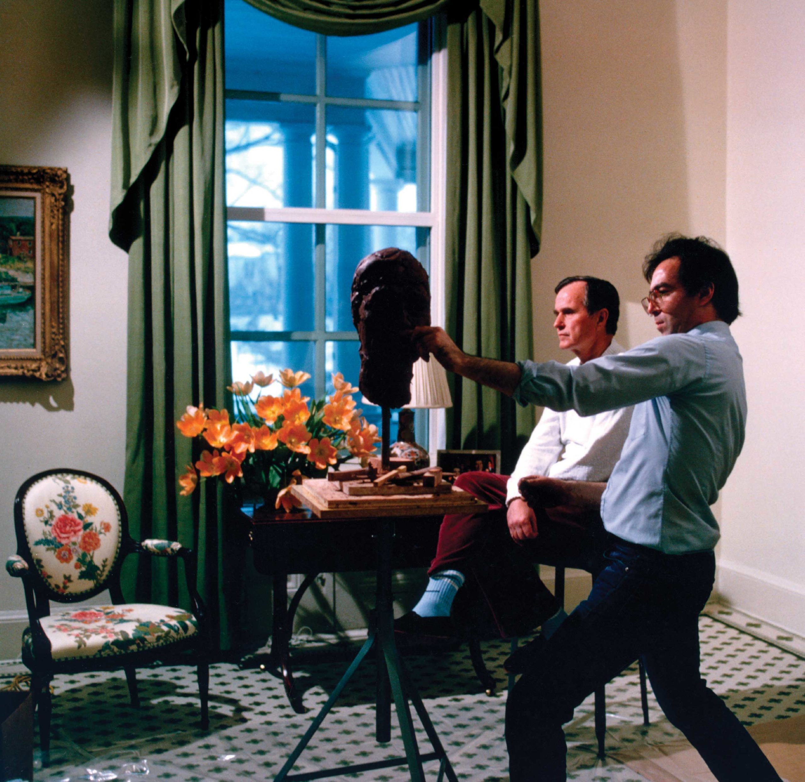 Marc Mellon modeling George H. W. Bush at the Vice President’s House