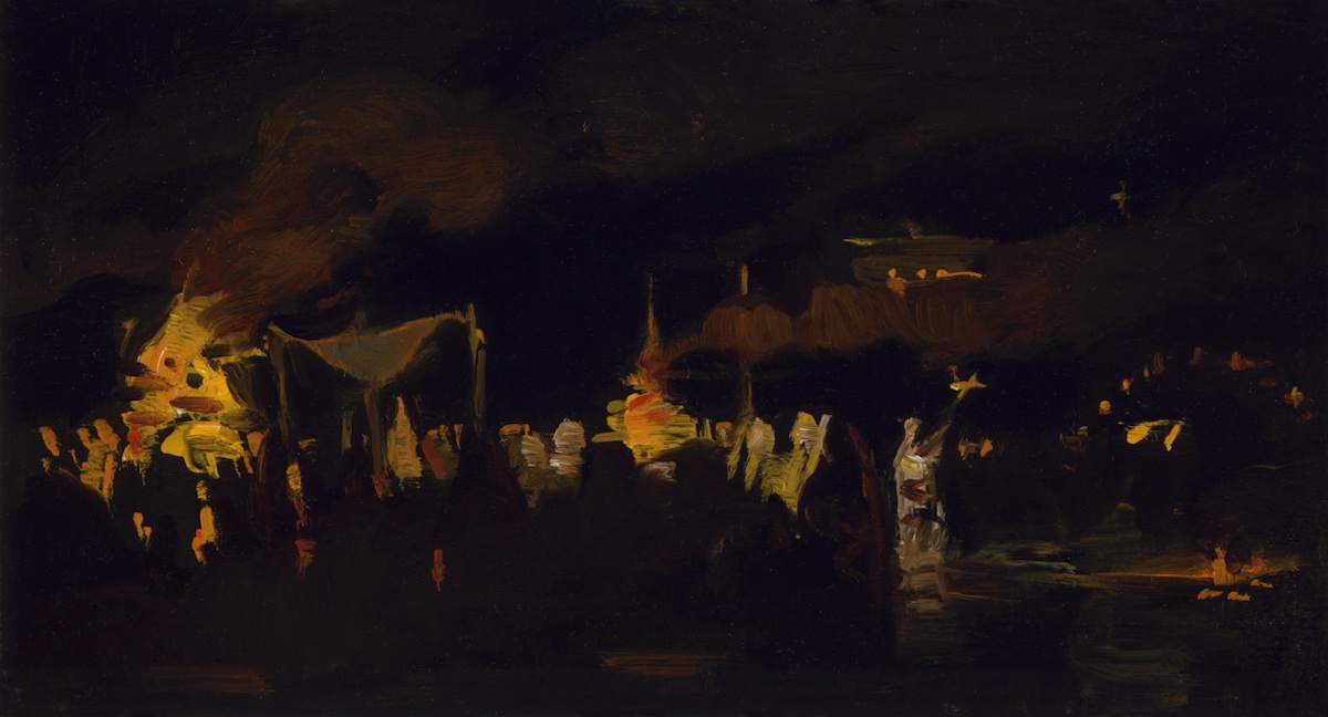 Study for 'On the Night of the Night Fires' by Sherrie McGraw (Oil on board, 5.25" x 9.75")