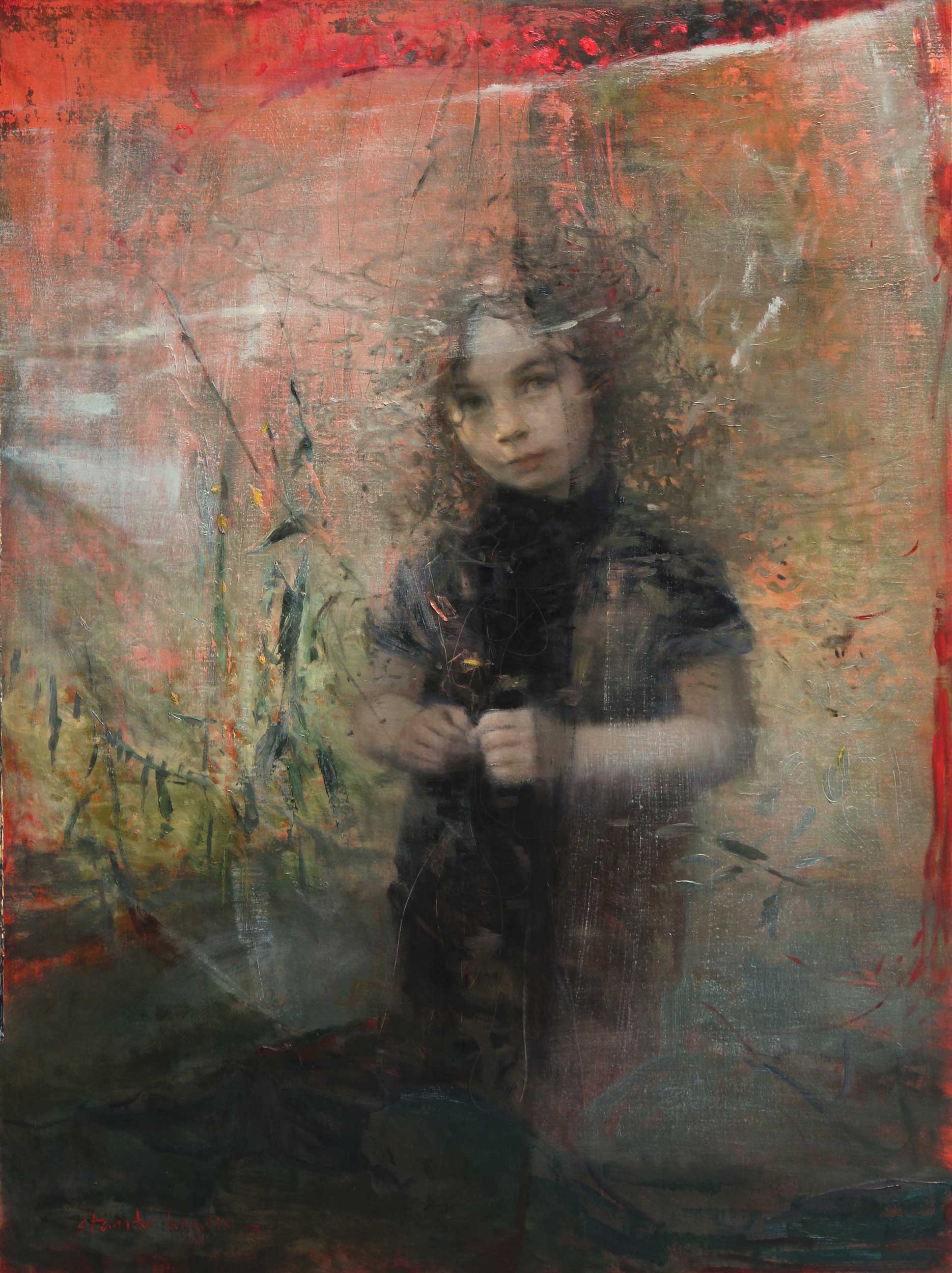 Stanka Kordic, "Beneath the Veil of a Red Sky," 40 x 30 inches, Oil on linen