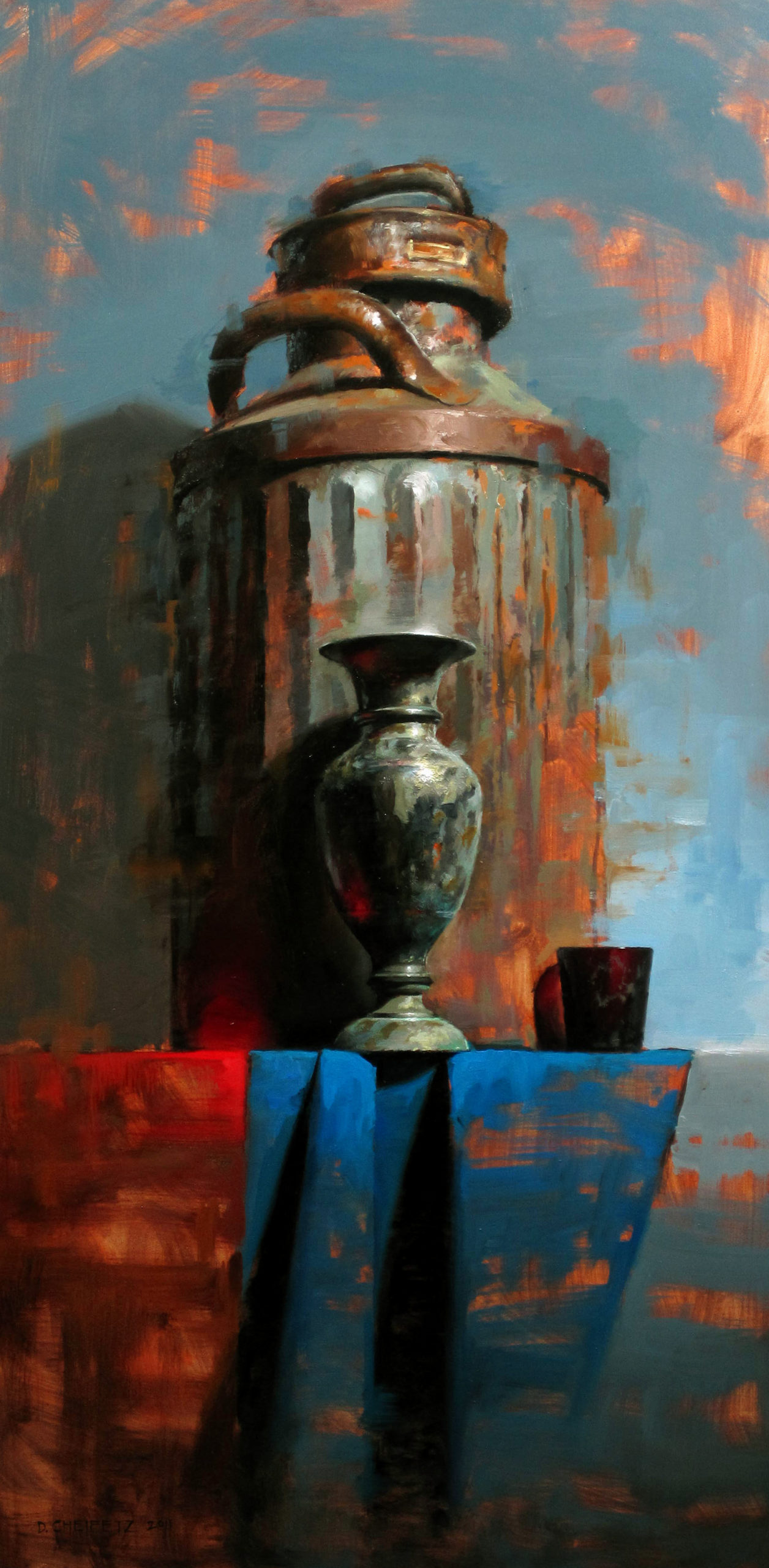 Becoming a professional artist - David Cheifetz, "Balance in Red," 24 x 12 inches, Oil on panel