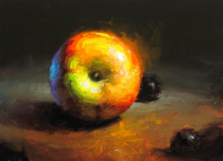 Becoming a professional artist - David Cheifetz, "Nucleus," 5 x 5 inches, Oil on panel